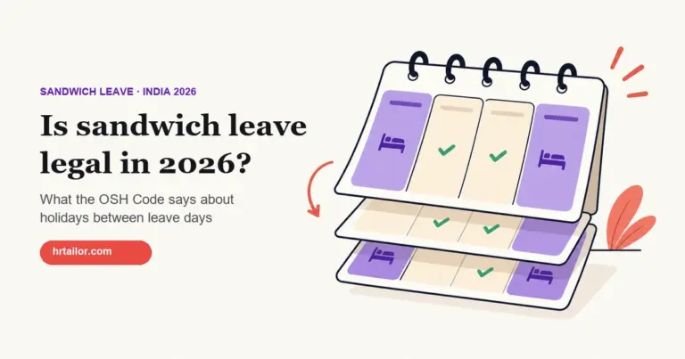 Calendar showing a weekend between two leave days, which should not be counted as leave under India's OSH Code